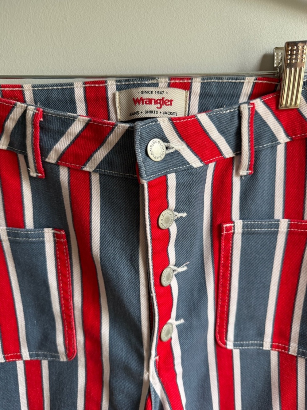 Wrangler Red, Blue & White Striped Jeans high rise fierce flare 14x32